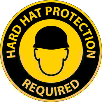 Hard Hat Protection Required Area Sign On White Background vector