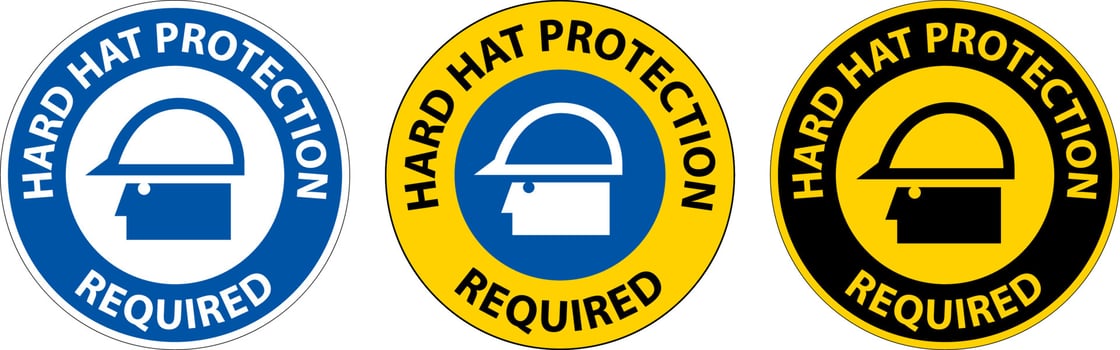 Hard Hat Protection Required Area Sign On White Background vector