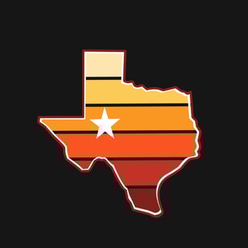 illustration vector of texas map in summer background with long horn perfect for print,symbol,etc.