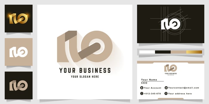 Letter NO or RO monogram logo with business card design vector