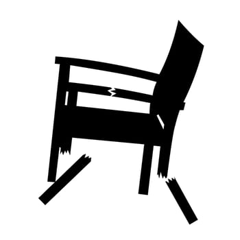 Broken chair leg on white background. Broken black chair. Suitable for weathered and dirty wood material logos. Vector illustration