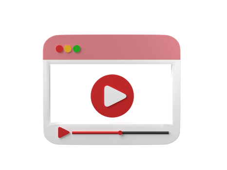 3D video media player isolated on transparent background PNG file format.