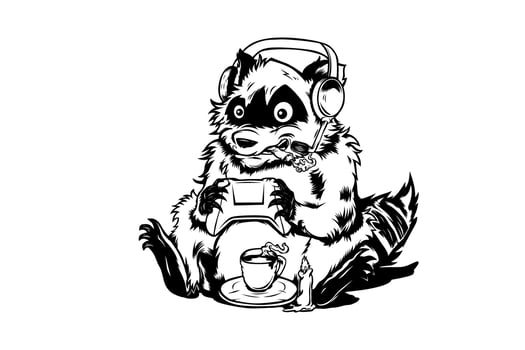Raccon Playing game vector illustration