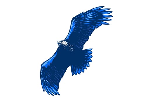Blue eagle flying vector illustration