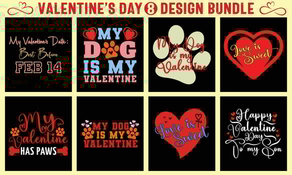 Valentine's Day Typography T-shirt Design Bundle vector