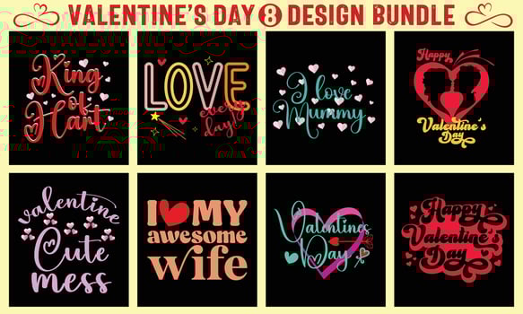 Valentine's Day Typography T-shirt Design Bundle vector