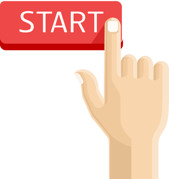 Index finger hand pushing a start button png