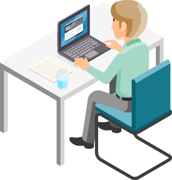 Businessman working isometric png