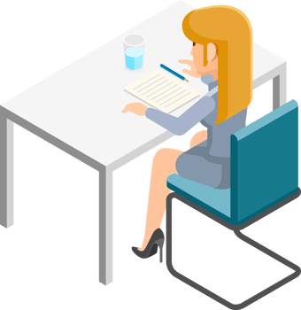 Business woman working isometric png