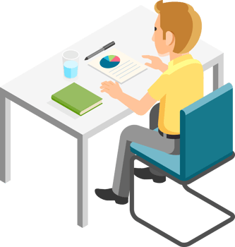 Businessman working isometric png