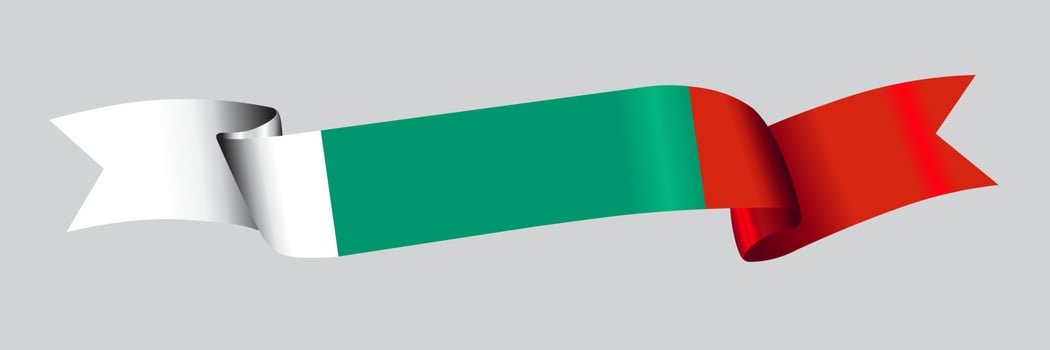 3D Flag of Bulgaria on ribbon. vector