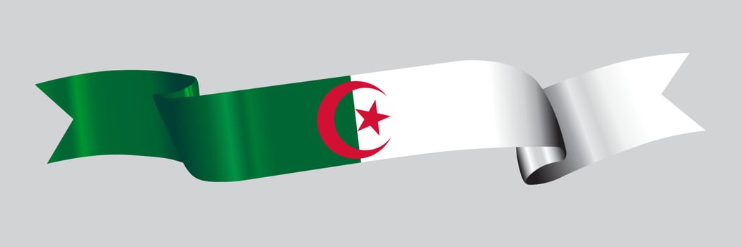 3D Flag of Algeria on ribbon. vector