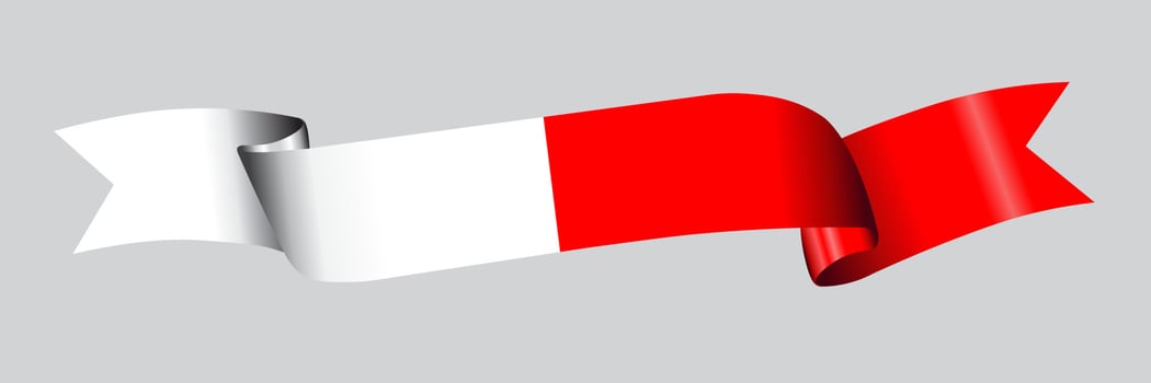 3D Flag of Indonesia on ribbon. vector