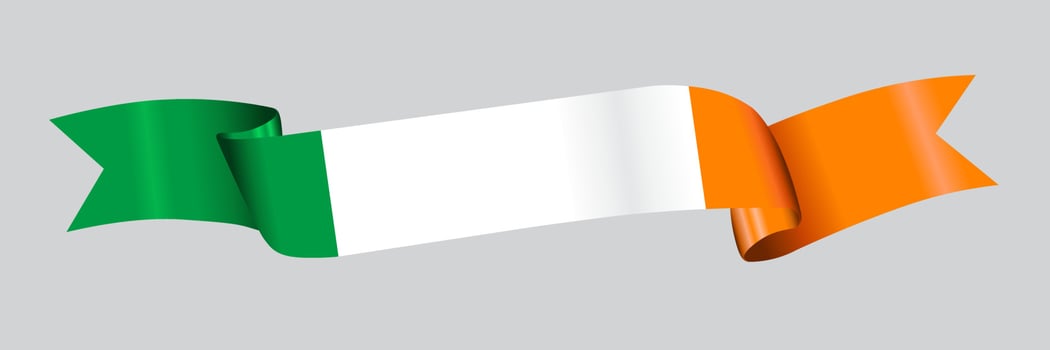 3D Flag of Ireland on ribbon. vector
