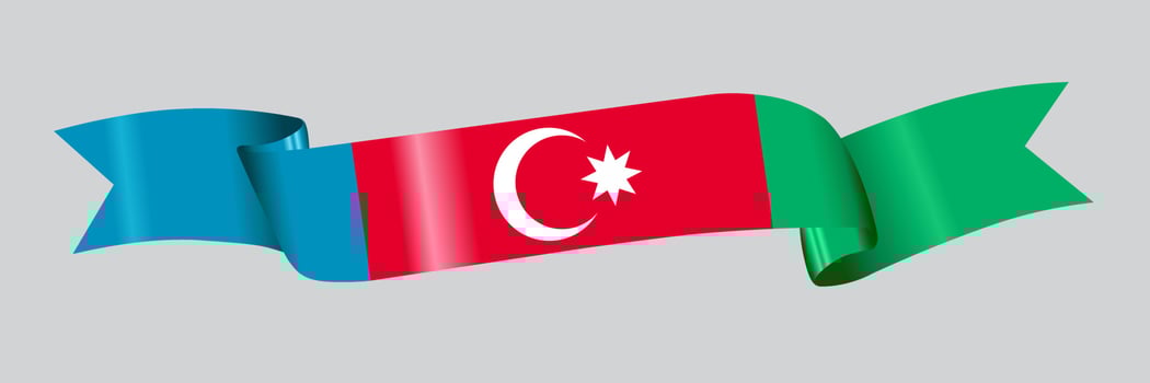 3D Flag of Azerbaijan on ribbon. vector