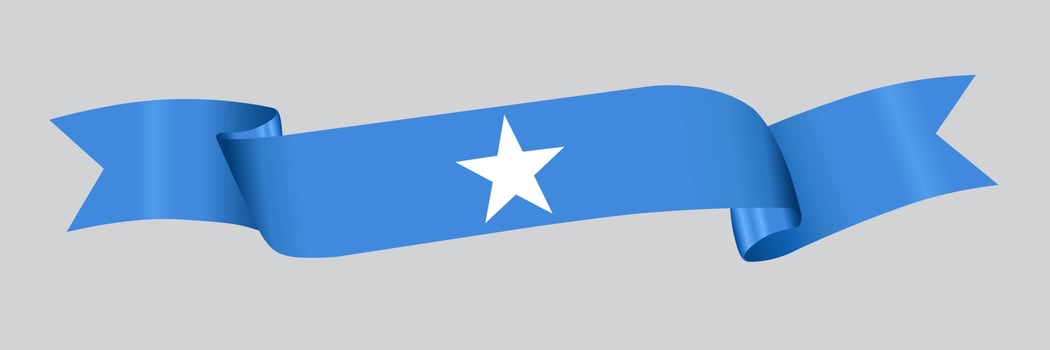 3D Flag of Somalia on ribbon. vector