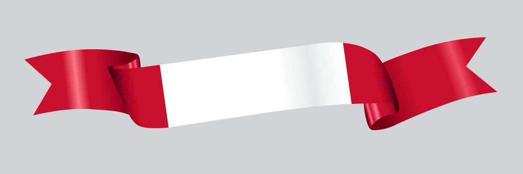 3D Flag of Peru on ribbon. vector