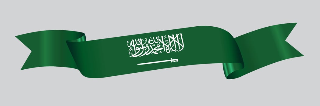 3D Flag of Saudi Arabia on ribbon. vector