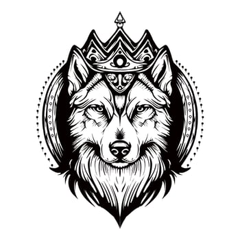 Husky Silhouette Outline Drawing vector