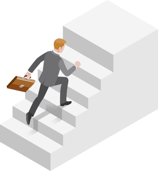 Businessman running on stairs png