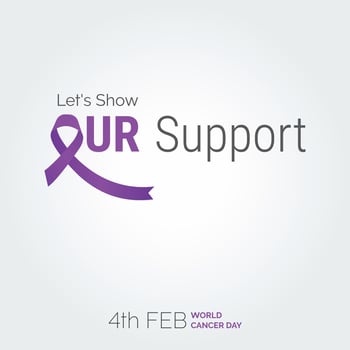Let's Show Our Support Ribbon Typography. 4th Feb World Cancer Day vector