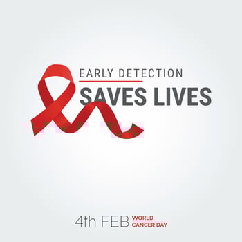 Early Detection Saves Lives Ribbon Typography. 4th Feb World Cancer Day vector