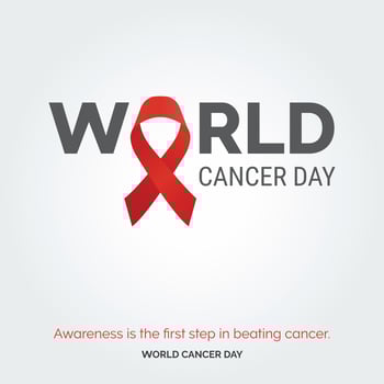 Awareness is the first step in beating cancer - World Cancer Day vector