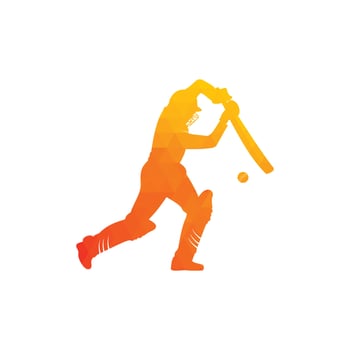 Batsman playing cricket. Cricket competition logo. Stylized cricketer character for website design. Cricket championship. vector