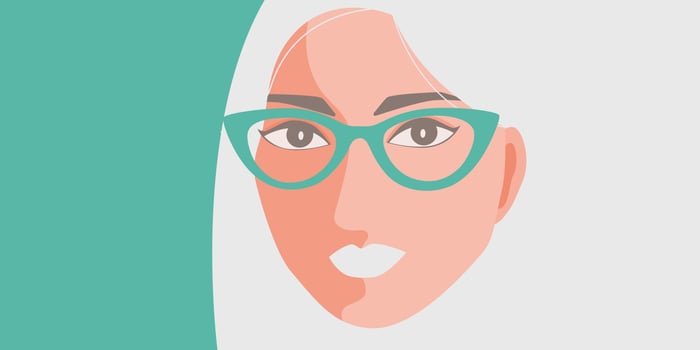Eye glasses and sunglasses on vintage green banner. Flat vector. vector