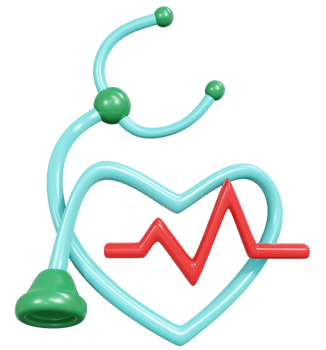 3D Rendering heartbeat line and stethoscope concept of world health day. 3D Render illustration. png