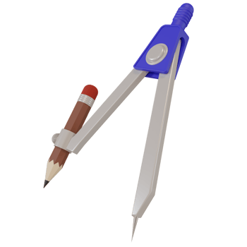3d rendering illustration of a geometric compass in pencil png