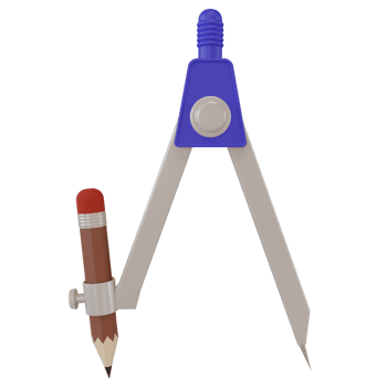 3d rendering illustration of a geometric compass in pencil png