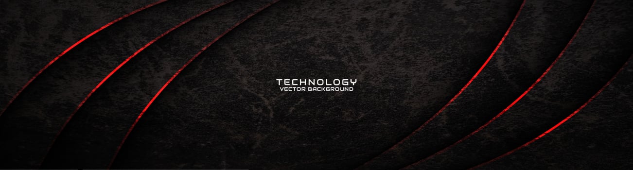 3D black rough grunge techno abstract background overlap layer on dark space with red waves decoration. Modern graphic design element cutout style concept for banner, flyer, card, or brochure cover vector