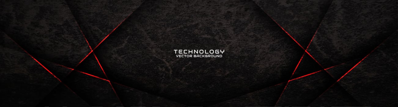 3D black rough grunge techno abstract background overlap layer on dark space with red lines decoration. Modern graphic design element cutout style concept for banner, flyer, card, or brochure cover vector