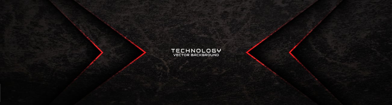 3D black rough grunge techno abstract background overlap layer on dark space with red arrow decoration. Modern graphic design element cutout style concept for banner, flyer, card, or brochure cover vector