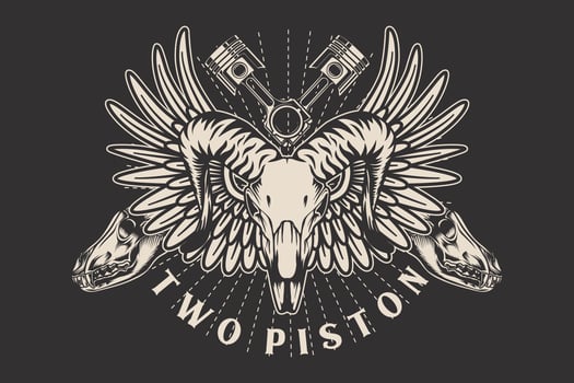 Rams head with piston automotive illustration vector