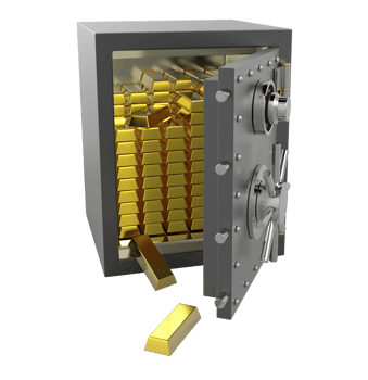 3d safe box with gold png