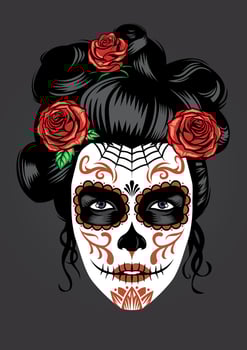 day of the dead girl make up vector