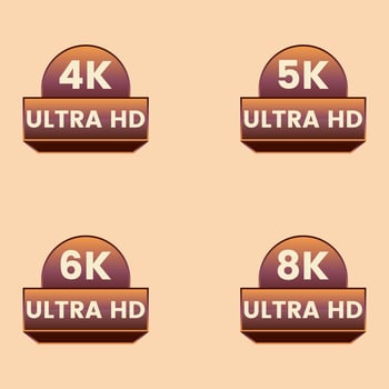 5k 6k 8k and 4k ultra hd video resolution icon set vector