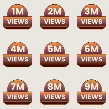 views sticker label clipart 1 million views to 9 million views badge set vector