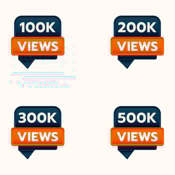 views sticker label clipart 100k views to 500k views thank you vector