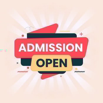 admission open sticker label for social media post banner template vector