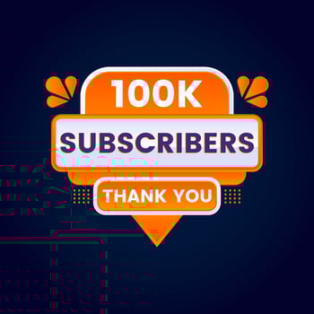 100k subscribers celebration background design thank you vector