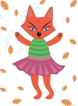The red fox that dances in the leaves vector
