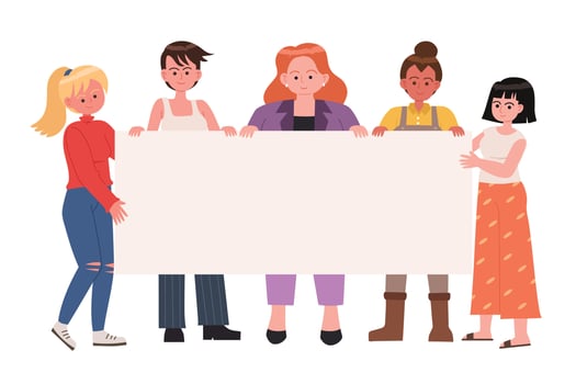 Women group holding a blank banner vector image