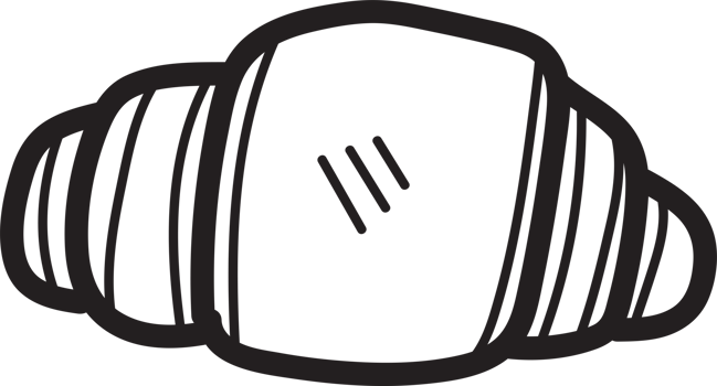 Hand Drawn croissant illustration in doodle style png