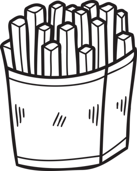 Hand Drawn french fries illustration in doodle style png