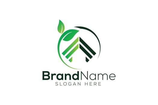Minimal and trendy leaf home icon logo design template vector