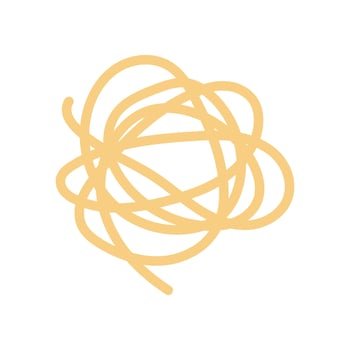 Vector illustration of noodles. Yellow spaghetti in flat doodle style