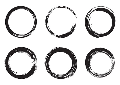 Collection of circular grunge frames vector